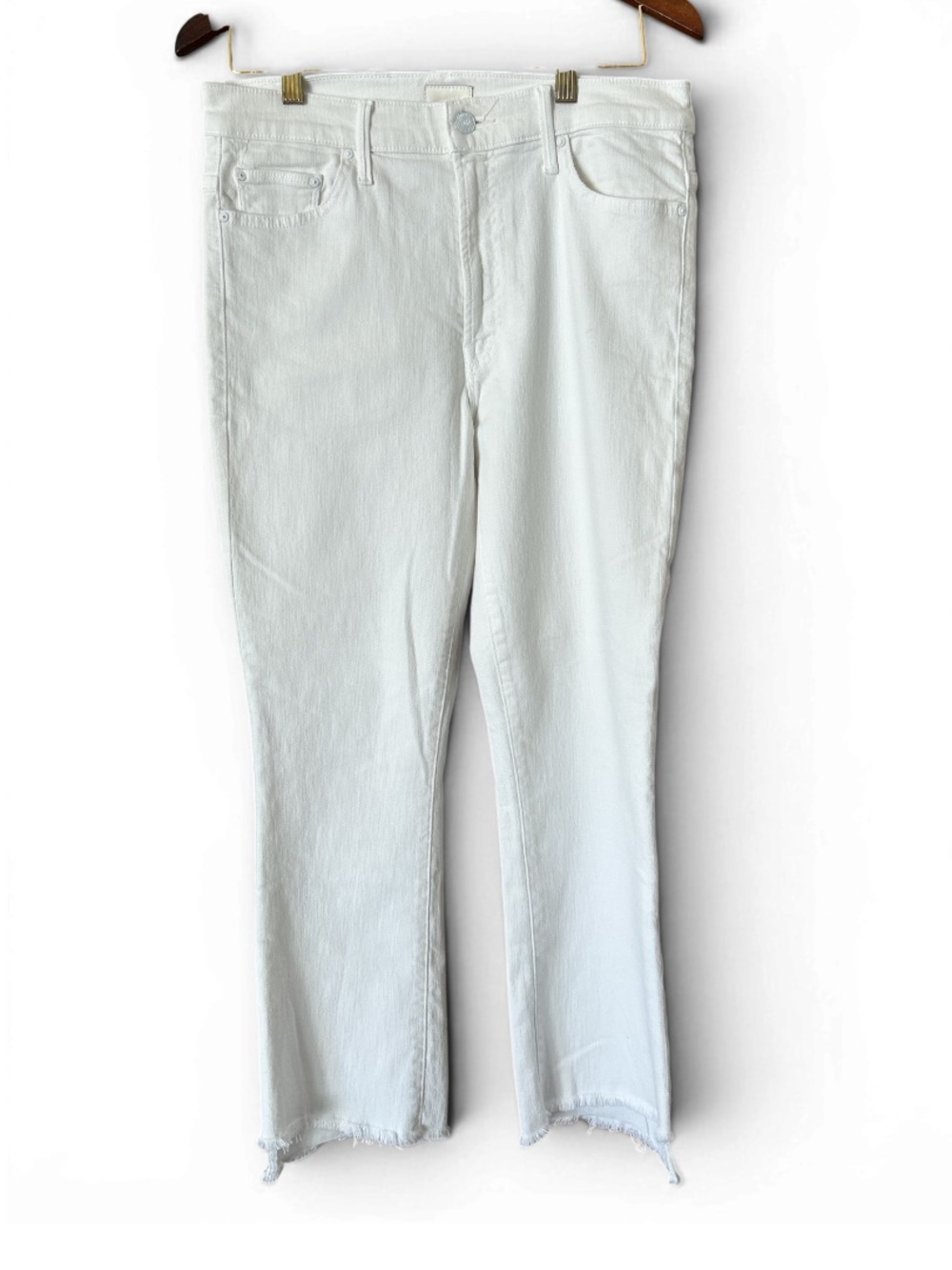 MOTHER Women’s White Jeans The Insider Crop Step Fray - Picture 3 of 7